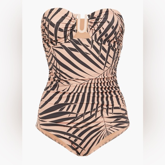 NWT Zimmermann Sculpt Link Ruched Zebra Print Bandeau Swimsuit 0 XS - Picture 3 of 13